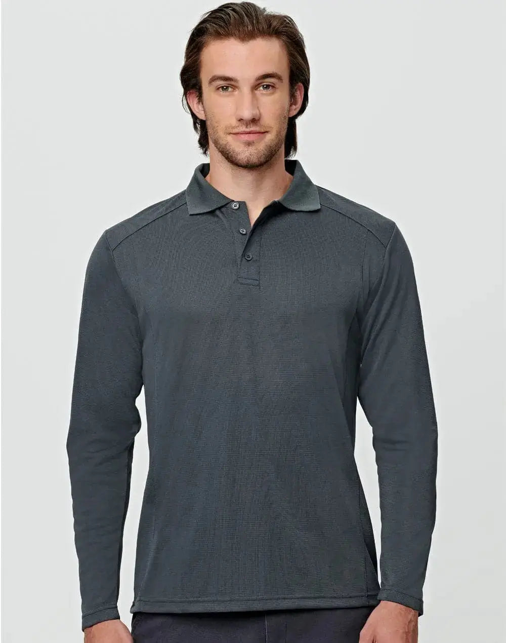 Mens Bamboo Charcoal Eco Fabric Long Sleeve Polo PS89 Casual Wear Winning Spirit
